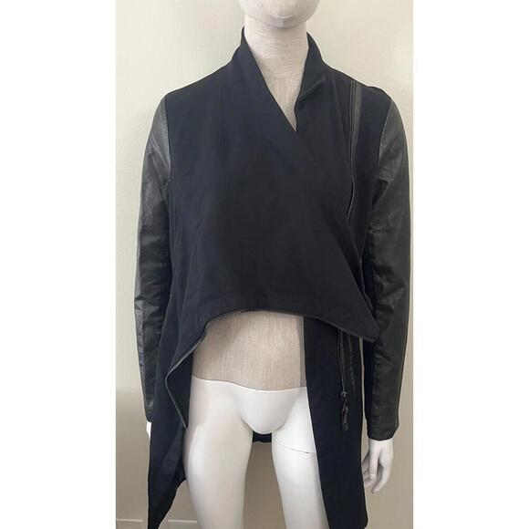 RUDSAK LEATHER AVANT GARDE ASYMMETRICAL LEATHER WOOL JACKET - Picture 4 of 15